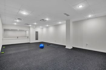 Yoga studio with barre